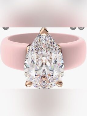 Pink Teardrop Crystal Ring for Women - Elegant Statement Band